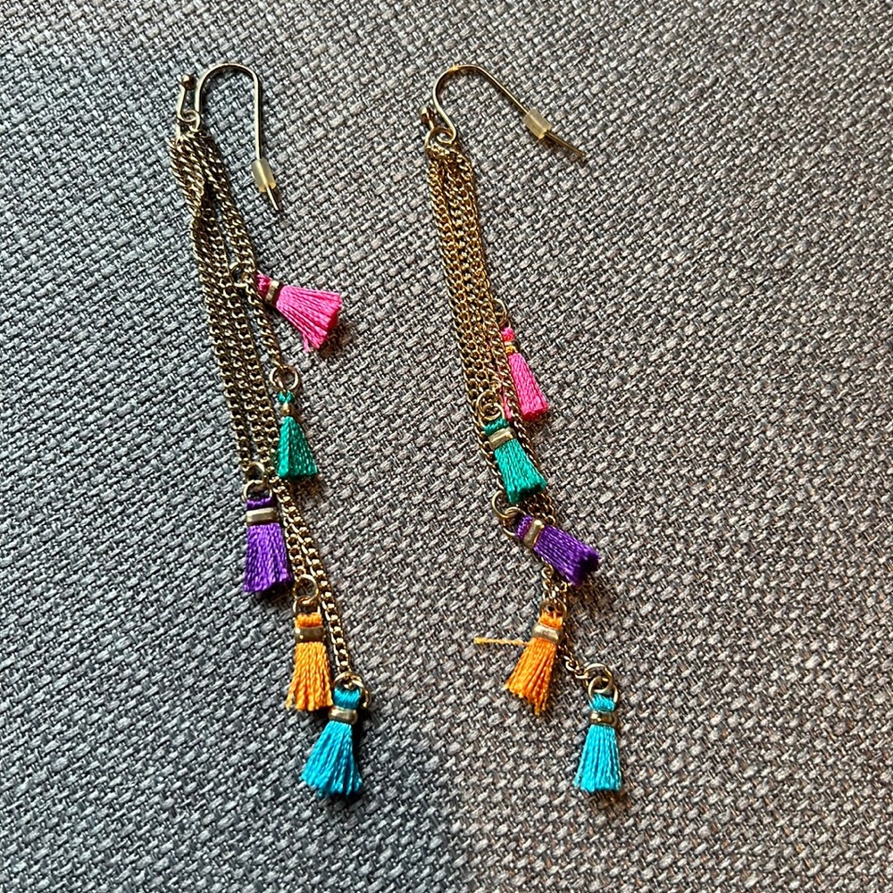 Francesca’s Fringe Multi Color Layer Earrings